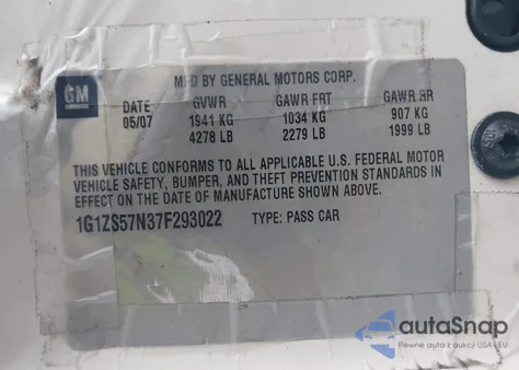 2007 Chevrolet Malibu Ls from USA, damaged, VIN 1G1ZS57N37F293022
